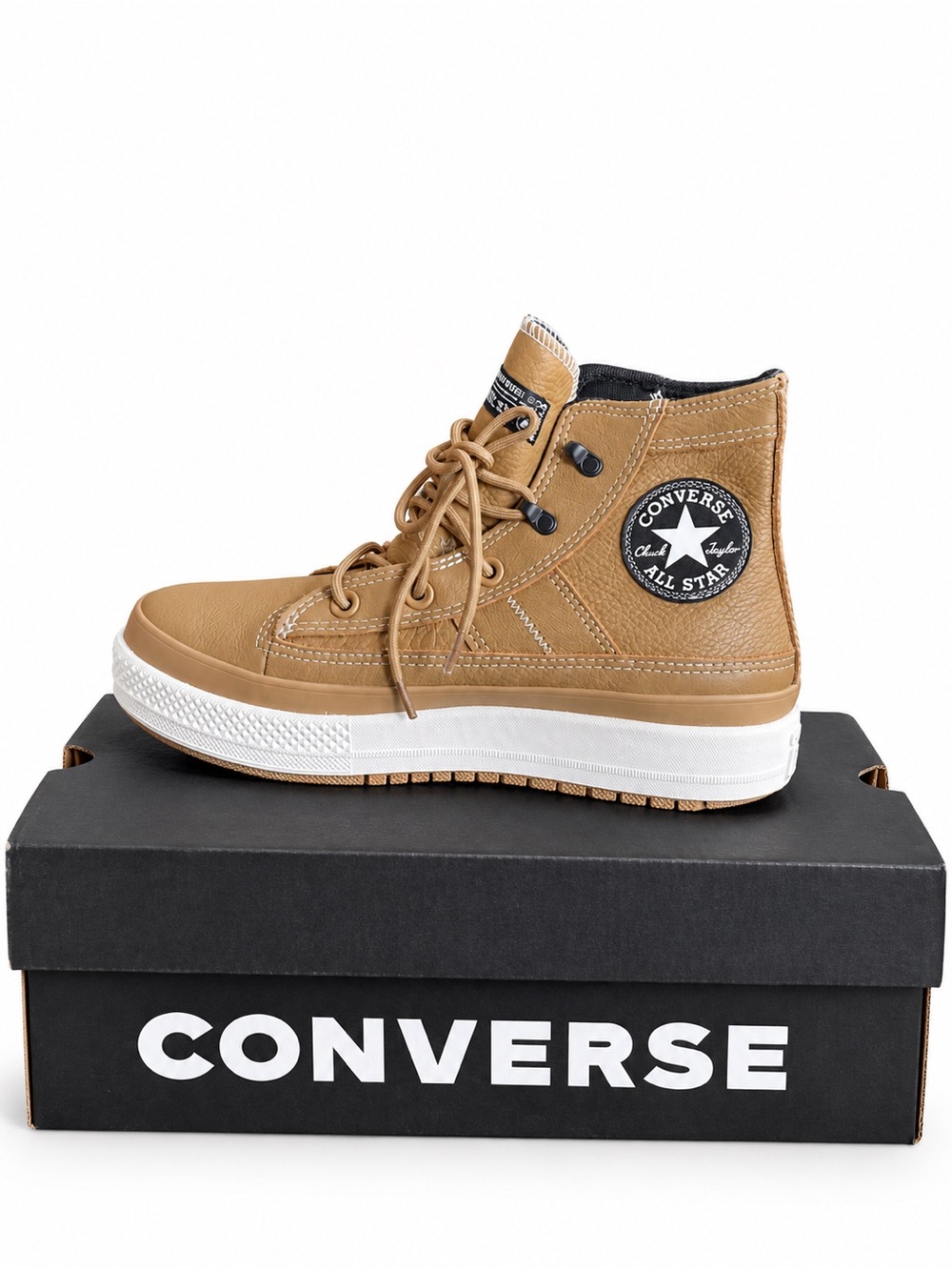 NEW CONVERSE leather lace up brown boots with box size 7